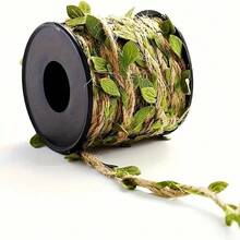 1pc/1set (10m) Natural Jute Rope - Heavy Duty Jute Twine With Green Leaf Design And Geological Texture, Suitable For Gardening, Handicrafts, DIY Projects, Gift Wrapping, Home Decor Rustic Style Rope - Durable Jute Fiber Rope - 1 Set - View 2