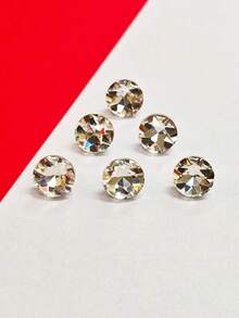 6入 1.2cm 直徑白色玻璃仿鑽切面銅柄裝飾手工縫製鈕扣，時尚百搭白色仿鑽切面柄裝飾手工縫製鈕扣，適用於女款襯衫、開襟衫及其他衣物 - 白色 圓形款式 - 查看 2