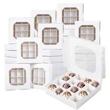 10/20pcs Elegant Chocolate Candy Boxes With Transparent Window, 5.9x5.9x1.38 Inches, 16 Cavities, Suitable For Birthday, Wedding And Other Occasions - View 2
