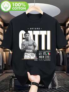Camiseta Gráfica de Boxeador Arturo Gatti, también conocido como Thunder, Campeón del WBC, para Hombres y Mujeres - Camiseta de Boxeo Vintage de 180G con Impresión por Transferencia Térmica, - Negro - Ver 7