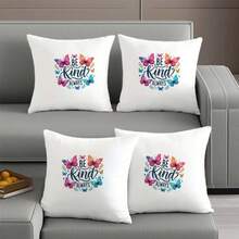 3pcs Gradient Colorful Butterfly Be Kind Always Text Print, Macaron Watercolor Butterfly Branch Leaf Star Gentle Healing Positive Energy Heat Transfer Pattern, Suitable For T-Shirt Dress Sweatshirt Canvas Bag - Multicolor - View 6