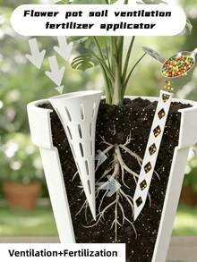 1pc White Home Plant Breathable Fertilizer Insertion Tube Set, Loosen Soil Prevent Root Rot Long-Term Fertilization, Practical Gardening Tool For Flower Beginners And Slouchy Gardeners, Creative Small Gift For Plant Lovers - Plug-in - View 6
