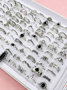 Set Cincin Wanita 20 Buah dengan Berbagai Elemen, Cincin Jari Gaya Campuran Punk Hip-Hop, Aksesori Jari untuk Pesta, Liburan, dan Pemakaian Sehari-hari, Hadiah Perhiasan Fashion, Aneka Pilihan Acak - Cincin punk - View 6