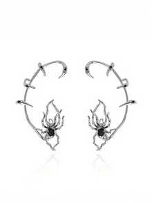 Women's Gothic Spider Earrings - Halloween Silver Ear Hooks, Exaggerated Wavy Spider Claw Dangle Earrings, Dark Punk Horror Jewelry, Perfect Cosplay Party Accessory, Ideal Holiday Gift - Multicolor - View 5