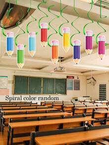 9/3/1pc - Colorful Crayon Ceiling Decorations, Back To School Pencil Decorations, Welcome Back To School Pencil Party Decorations, First Day Of School Party Supplies, Suitable For Back To School Season Decorations, School Classroom, Wall, Window And Door Decorations, Party Decorations, Home Decorations, DIY Decorations, Birthday Decorations - A - View 4