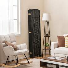 [Free Shipping] 8-Panel Folding Room Divider With Hand-Woven Texture And Solid Wood Frame-Black-XY240523 - FXC3I0INIHNJK0 - View 6
