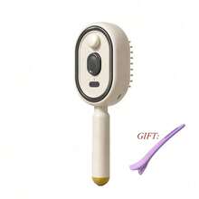2 Pack Steam Massage Hair Brush Kit With Fine Mist Cushion Comb And Free Duck Hair Clips Anti Static Home Spa Tool To Smooth Frizzy Hair Daily - Pink + Free Purple Clip - View 7