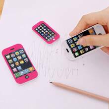 10PCS Creative Apple Phone Erasers - Random Color - Fun And Clean Erasing Student Prize Gift Erasers - Interesting Back To School Student Stationery - A - View 2