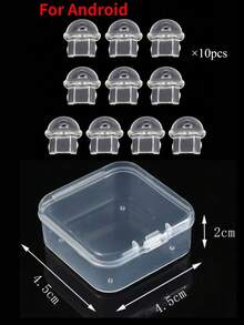 1 Set/10pcs Phone Charging Port Dust Plugs, With 1 Storage Box, Anti-Loss, With Hanging Hole, Compatible With Apple/Android Phone Charging Ports, Type-C Interface Dust Plugs - Transparent - View 6