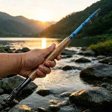 Portable Telescopic Carbon Fiber Fly Fishing Rod For Trout Bass,1.98m/2.1m/2.4m,Folded Length 45cm,Easy To Carry - Blue - View 4