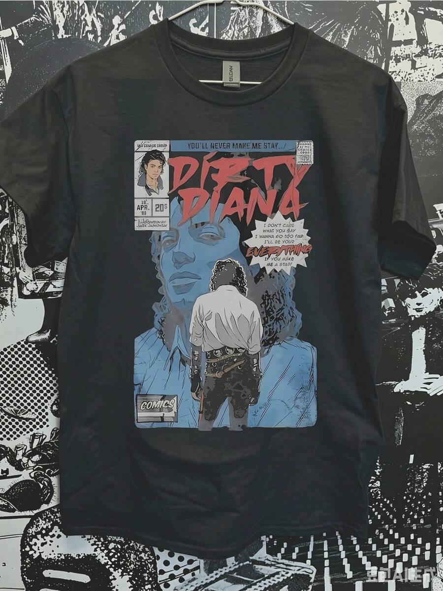 Camiseta unisex con diseño gráfico de cómic Dirty Diana 88 para hombres y mujeres, 100% algodón, suave, esencial para el uso urbano casual en todas las estaciones, estilo versátil, ropa diar - Negro - Ver 1