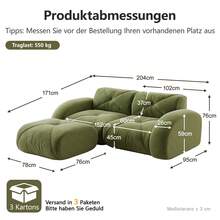 Modulärt Sofa, Modern 2-Sittarssoff med Häck, Grön - Grön 2-sits - Visa 4
