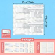 Wall-Mounted Pegboard Hooks, Office Storage, Pegboard Combination Kit, Modular Hanging Pegboard And Accessories, Vertical Display Pegboard Panel, Home Storage Pegboard Wall Organizer, Wall Storage Kit, Plastic Pegboard, For Home, Office, Bathroom, Garage, Game Room - Multicolor - View 2