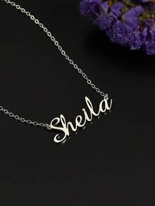 1PC Personalized Multi-Style Name Necklace, Stainless Steel Customized Name Necklace, Customized Name Necklace, Customizable Item, Couple Necklace, Women's Necklace, Women's Jewelry, Suitable For Women's Casual Decoration Personalized Fashion Jewelry, Thanksgiving, Christmas, Halloween Gift - Multicolor 3 - View 4