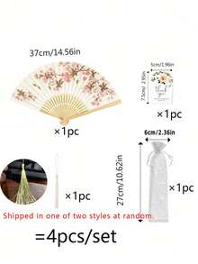 1-24pcs Folding Fans For Women, Handmade Fans, Handheld Fans, Fashion Accessories, Portable Mini Electric Fans, Retro Folding Fans, Tassel Bamboo Fans, Hawthorn Fans, Bamboo Fans, Painting Fans, Foldable Hand Fans, Wedding Fans, Party Fans, Decorative Fans, Elegant Casual Style, Mother's Day Gift, Birthday Gift, Back To School Gift, Graduation Gift, Wedding Gift, Creative Present - Mixed - View 6