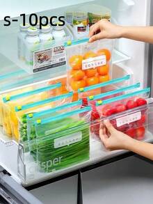 60個可重複使用密封食物儲存袋(10個大號 + 30個中號 + 20個小號),加厚冷凍袋,可微波,適用於長期食物保存與整理,透明PE夾鏈袋,適合廚房食物分類與零食儲存 - 彩色 - 查看 17