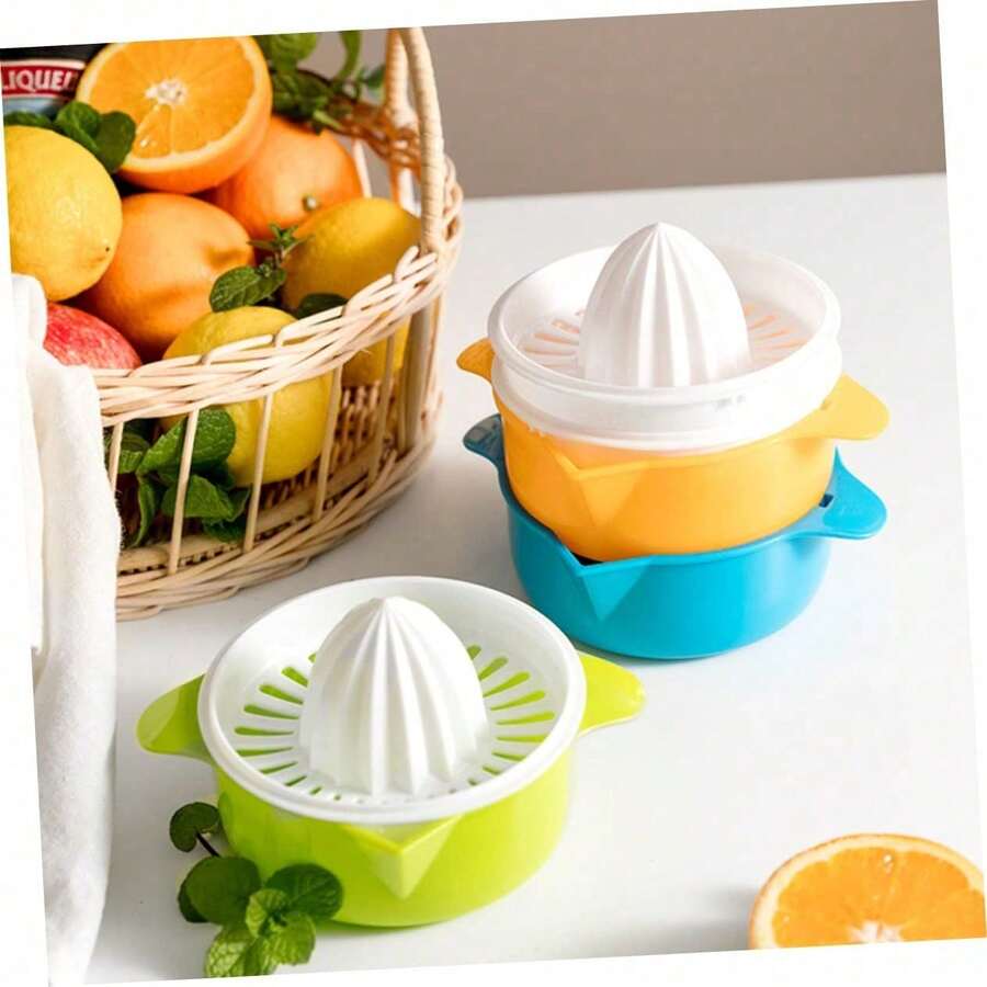 1件裝 2合1手動榨汁器,便攜式檸檬與橙子擠汁器,家用廚房工具 - 彩色 - 查看 1
