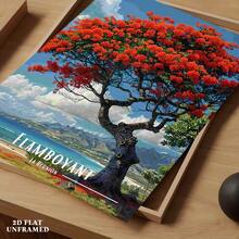1pc Tree Poster, La Reunion Canvas Print, Vintage Wall Art, Modern Artwork Wall Painting, Suitable For Gift, Home And Dorm Decoration - A - View 5