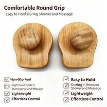 Bamboo Silicone Hair Washing Brush, Home Hair Cleaning Tool, Gentle Scalp Massage Comb For Wet And Dry Use - Apricot - View 6