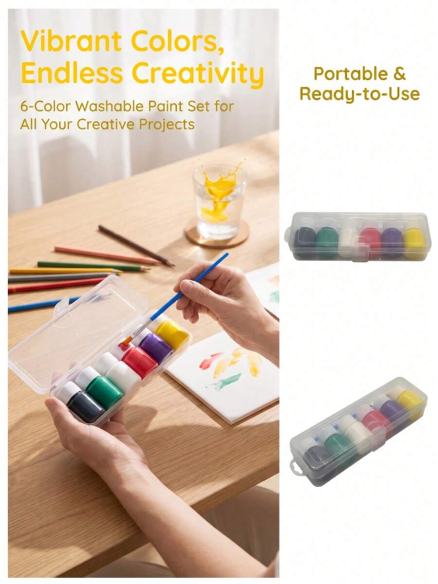 6 Colors Washable Watercolor Paint Set, Suitable For Painting Beginners, Art Creators, Home Crafts, DIY Handicrafts, School Art Classes And More - 6 Colors 25ML - View 1