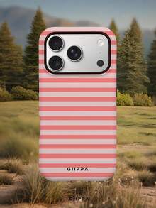 GIIPPA 1件粉色橫條紋圖案設計手機殼，適用於Phone 17 Pro Max，兼容Phone 16 Pro Max、15 Pro Max、14 Pro Max，韓系高端時尚趣味手機殼，兼容11/12/13/14/15/16 Pro Max Plus，優雅設計男女皆宜，聖誕節、情人節、復活節、婚禮季與生日送女友的完美禮物！ - 粉色 - 查看 7