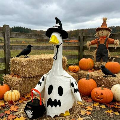 Porch Goose Halloween Outfit Ghost Costume Witch Hat And Handbag