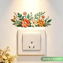 1pc 3D Flower Light Switch Cover Sticker Removable Self-Adhesive 2D Acrylic Wall Decal For Bedroom Living Room Bathroom Wall Decor Spring Floral Decoration - 1PC - View 3