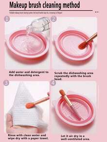 2/1pc Set Foldable Silicone Makeup Brush Cleaning Bowl - Portable Silicone Cleaning Tool, Multi-Texture Makeup Brush Cleaner, Reusable Beauty Tool Cleaning Bowl, Suitable For Makeup Brushes, Powder Puffs And Sponges. - Multicolor - View 3