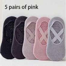 1/3/5/10 Random Assorted Women's Non-Slip Yoga Socks With Cross Strap Pilates Socks - Multicolor - View 9