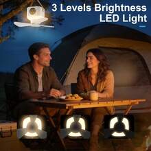 1pc Portable Mini Hanging Fan With Light, Camping Tent Fan With Remote Control, TYPE-C Rechargeable, 4-Speed Wind Adjustment And 3-Color Light Adjustable, Suitable For Outdoor Travel, School Dorm, Bedroom, Outdoor Camping, Holiday Gift - Multicolor - View 5