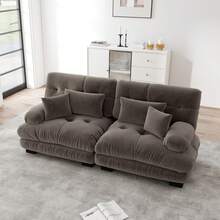 Cloud Sofa Double Chenille 2 Seats With Cushions Pillows - Brown 2 Seat - View 2