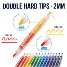 24-Color Dual-Tip Glitter Marker Set, Quick-Drying Water-Based Markers, 2mm Tip, For Drawing And Card Making - Multicolor - View 2