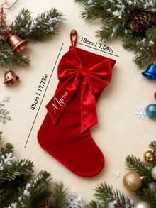 Satu Kaos Kaki Natal dengan Hiasan Dasi Kupu-Kupu yang Dapat Disesuaikan, Terbuat dari Kain Beludru Tahan Lama, Hadiah Liburan yang Ideal, Bahan Tahan Lama, Sempurna untuk Dekorasi Rumah. - MultiWarna - View 5