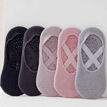 1/3/5/10 Random Assorted Women's Non-Slip Yoga Socks With Cross Strap Pilates Socks - Multicolor - View 5