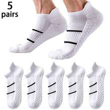5 Pairs/Sets Contrast Striped Invisible Socks/Breathable Sports Style/Suitable For Daily Sports Wear - Multicolor - View 8