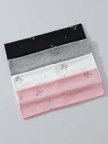 4件組時尚女款蝴蝶結印花軟性防滑髮箍，彈性瑜伽運動髮飾，適合日常穿搭與多種場合 - 彩色 - 查看 2