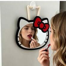Sanrio 1/Pieza Nuevo Espejo de Cabeza Hello Kitty, Espejo de Maquillaje Plegable de Doble Uso con Soporte y Colgado, Espejo Portátil de Fácil Almacenamiento, Accesorio de Maquillaje, Accesorio de Viaje, Regalo de Cumpleaños, Día de San Valentín, Fiesta de Vacaciones, Regreso a la Escuela, Temporada de Graduación, Baño, Dormitorio, Opción Perfecta para Todas las Estaciones - Multicolor - Ver 2
