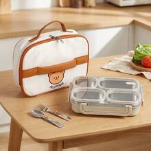 304 Stainless Steel Lunch Box With Compartments,Divided Bento Box, Leak-Proof Lunch Container, Portable Fruit Salad Food Storage Container,Dishwasher & Microwave Allowable,Suitable For Students Adults Use In School, Office, Picnic,Back To School - Multicolor - View 2
