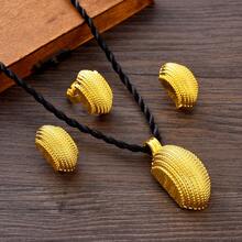 3pcs/4pcs Women's Golden Color Jewelry Set, African Party Jewelry, Pendant Necklace, Earrings, Ring, Bracelet, Bridal Wedding Gift - Yellow Gold - View 11