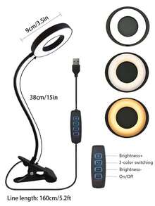 1 buah Lampu Meja LED Jepit Bertenaga USB, Leher Angsa Fleksibel yang Dapat Diatur, Desain Jepit yang Praktis, Cocok untuk Membaca dan Penggunaan Kantor, Melindungi Mata, Dengan Kabel Daya USB, Kontrol Tombol dan Desain Berkabel - Sempurna untuk Kantor Rumah, Samping Tempat Tidur, Komputer, Panggilan Video dan Kerajinan Tangan (Hitam/Putih), Perangkat Penerangan Portabel untuk Rumah/Kantor - Lampu meja bundar - View 11