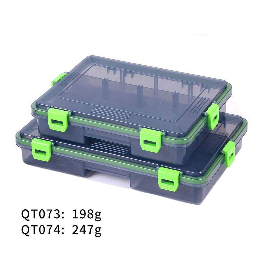 1pc Large Capacity Multi-Function Storage Box, Green & Orange Plastic Fishing Tackle Organizer For Hooks, Lures, Carp Fishing Accessories - 1pcs - View 1