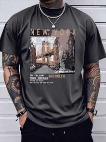 Herren-Freizeitkleidung aus Baumwolle, Streetwear, New York Brooklyn Straßenszenen, Hochwertige Kleidung, Modische T-Shirts. Maßgeschneiderte T-Shirts für Männer, Herrenbekleidung - Grau - Übersicht 7