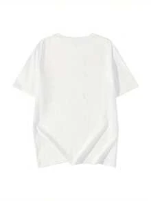 Damen-T-Shirt "MARION HEART" mit Pinselstrich-Print, weiß, 100% Baumwolle, Oversized, Rundhals, Kurzarm, Casual Streetwear Top, Unisex Baumwoll-T-Shirt - Weiss - Übersicht 2