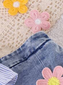 2pcs/Set Young Girl' Casual Floral Decor Camisole And Denim Skirt Outfit, Summer - Multicolor - View 7