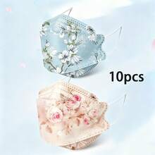 10/5pcs Elegant Floral Style Women's Face Masks, 3D Breathable Decorative Face Covers - Multicolor - View 21