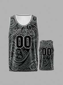 2026 Summer/Autumn Basketball Team Name And Number, Plus Size Basketball Jersey, Casual , Round Neck Tank Top, Game Day Apparel Sports - Multicolor - View 5