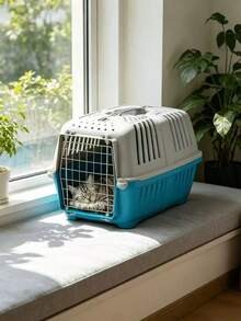 Portable Pet Travel Cage With Top Handle, Breathable And Ventilated Design, Equipped With Metal Doors, Durable And Sturdy, Suitable For Cats And Dogs, Pet Transport Bag, - Multicolor - View 7