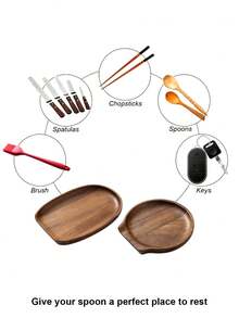 Rosewood Spoon Holder, Kitchen Spatula, Heat-Resistant Storage Rack, Rice Spoon & Spatula, Kitchen Countertop Organizer, Heat-Resistant Wooden Utensil Rack - Multicolor - View 3