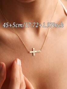 1PC Personalized Cross Name Necklace, Stainless Steel Gift, Baptism Gift, Engraved Name Cross Necklace, Suitable For Christian Baptism Gift, Customizable Name, Date, Coordinates And Other Content, Customized Name Necklace, Cross Gift, Thanksgiving, Christmas, Halloween Gift - Multicolor - View 5