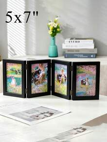 Minimalist Folding Photo Frame With Multi Slots Elegant Collage Picture Frame For Families Classic Hinged Picture Frame Ideal For Office Desk Tabletop Frame Home Decor Display Stands.Back To School Photo Frames - Multicolor - View 16